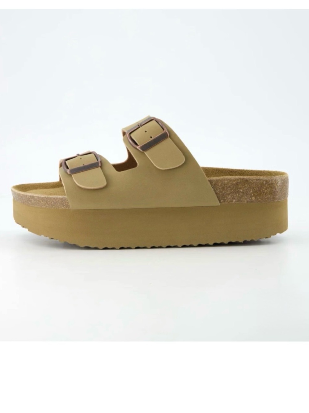 VGUC Cushionaire taupe Plane flatform slide 8M